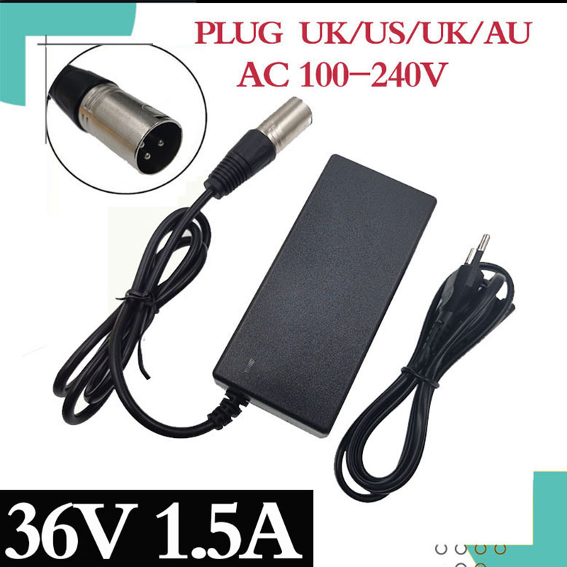 Chargeur de batterie au plomb-acide 36V 1.5A pour batterie au plomb-acide 3S 12V, connecteur XLR 3 broches