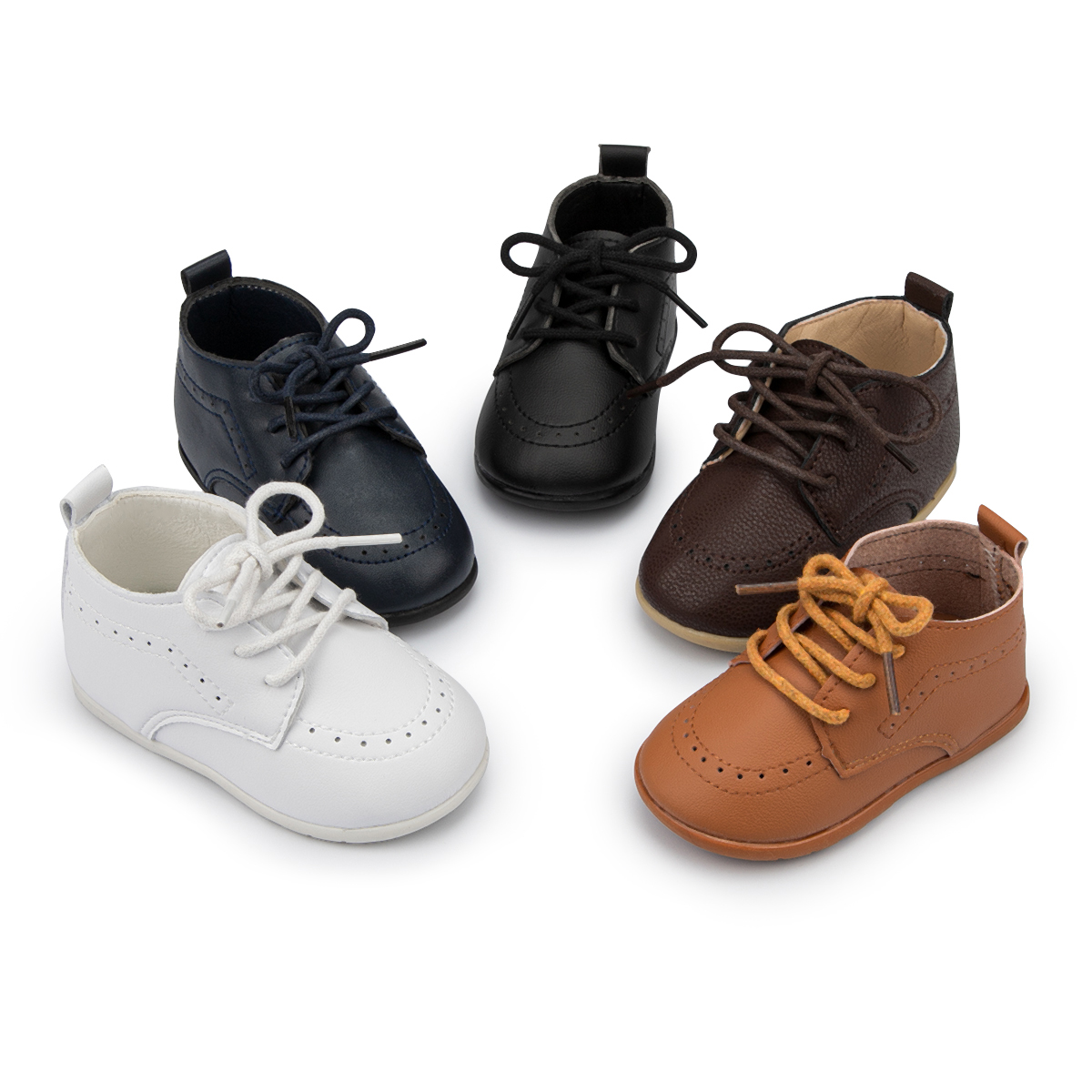 KIDSUN-Sapatos de couro para meninos e meninas, Classic High Top, mocassins de casamento PU, Brogue infantil, vestido Oxford, criança de primeira pessoa plana