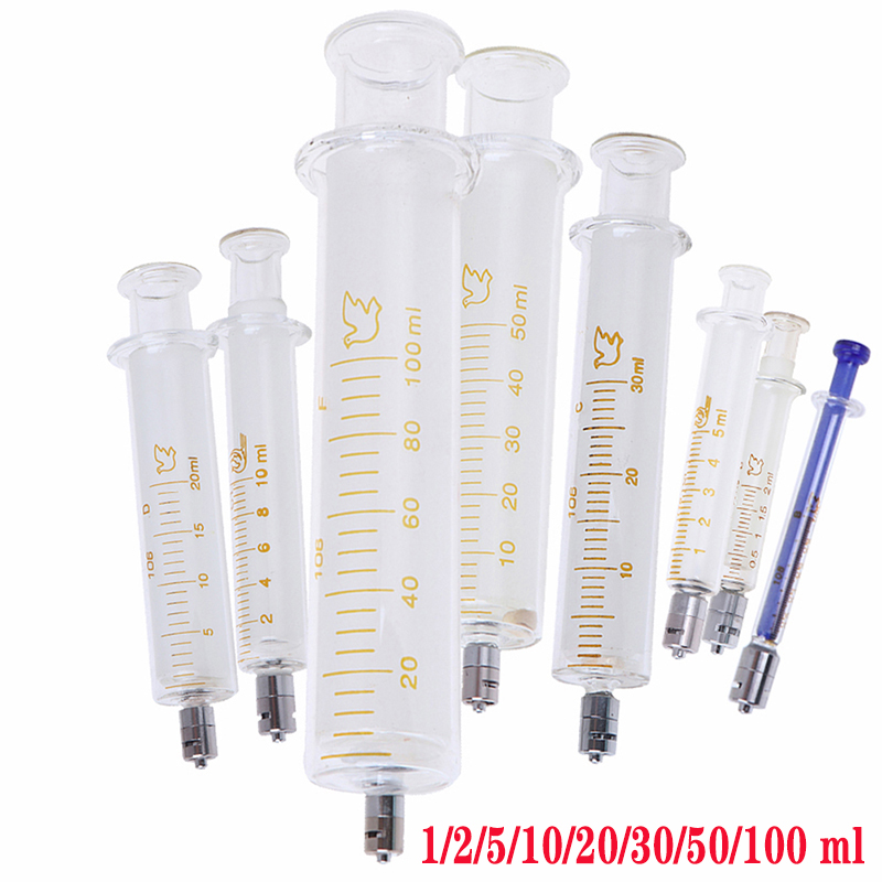 1/2/5/10/20/30/50/100ml Glass Syringe Luer Lock Syringe - Borosilicate Glass Prefilled Syringe Luer Lock Glass Syringe