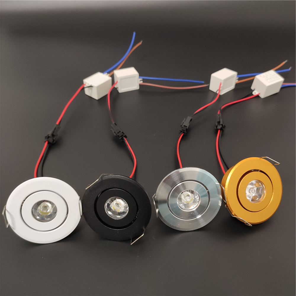 Mini luz descendente led 3W 1W foco regulable luces empotrables ac85-265v luz de techo aluminio 52mm