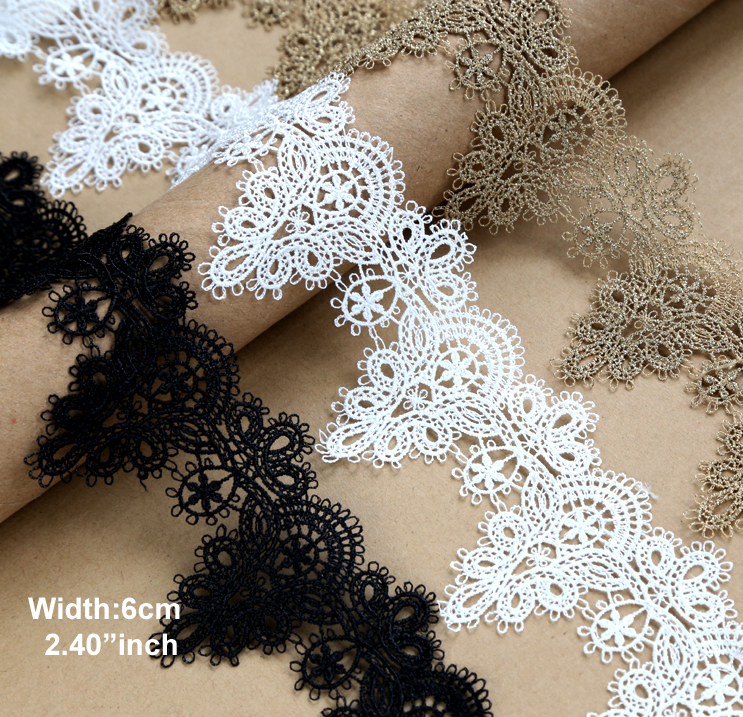 Ancho: 6 cm (2,40 ") Colgante DIY de alta calidad Ropa hecha a mano Accesorios de encaje Bordado soluble en agua Adornos de encaje (ss-363)
