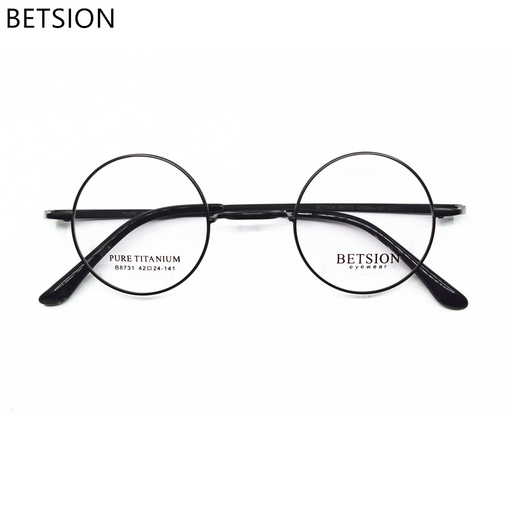 BETSION-gafas redondas Vintage para hombre y mujer, marco de anteojos de titanio, 42mm