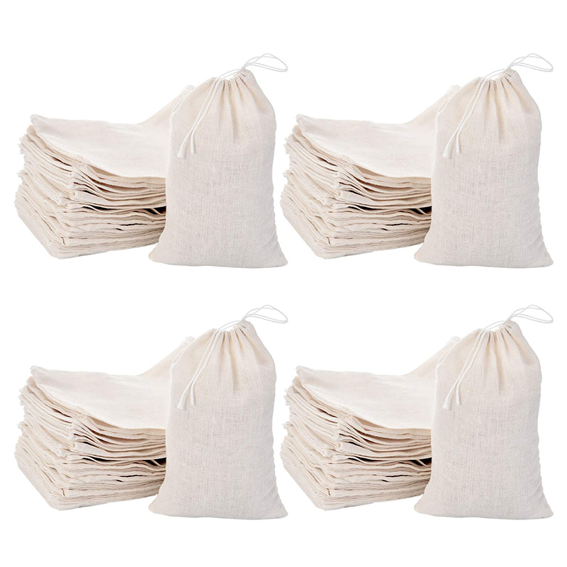 Sacos De Cordão Multipurpose para Chá Jóias, Saquinho De Musselina De Algodão, Favores De Festa De Casamento, Pacote De 200, 4x6