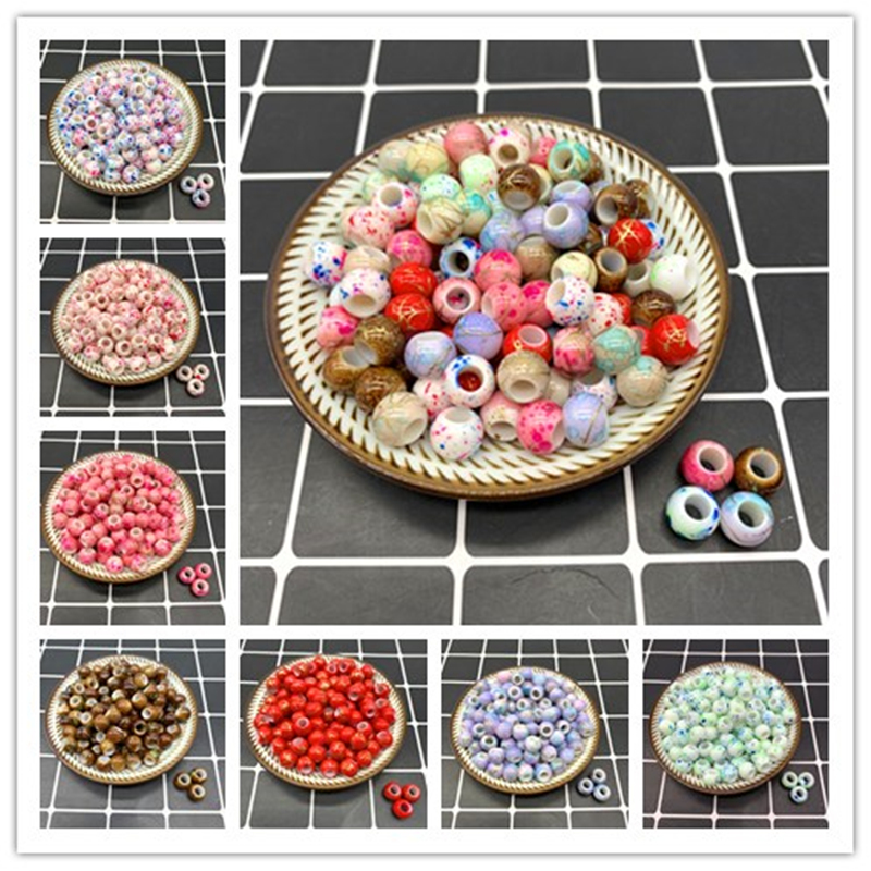Grânulos acrílicos com grande buraco para fazer jóias, 10x8mm, grande, listra, diy, diy, 50 pcs/lot