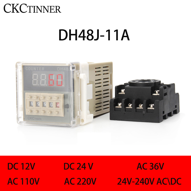 DH48J-11A Relè contatore digitale con ingresso segnale contatti/sensore a 11 pin DH48J-11A Funzione di memoria per interruzione di corrente da 12 V a 380 V con base