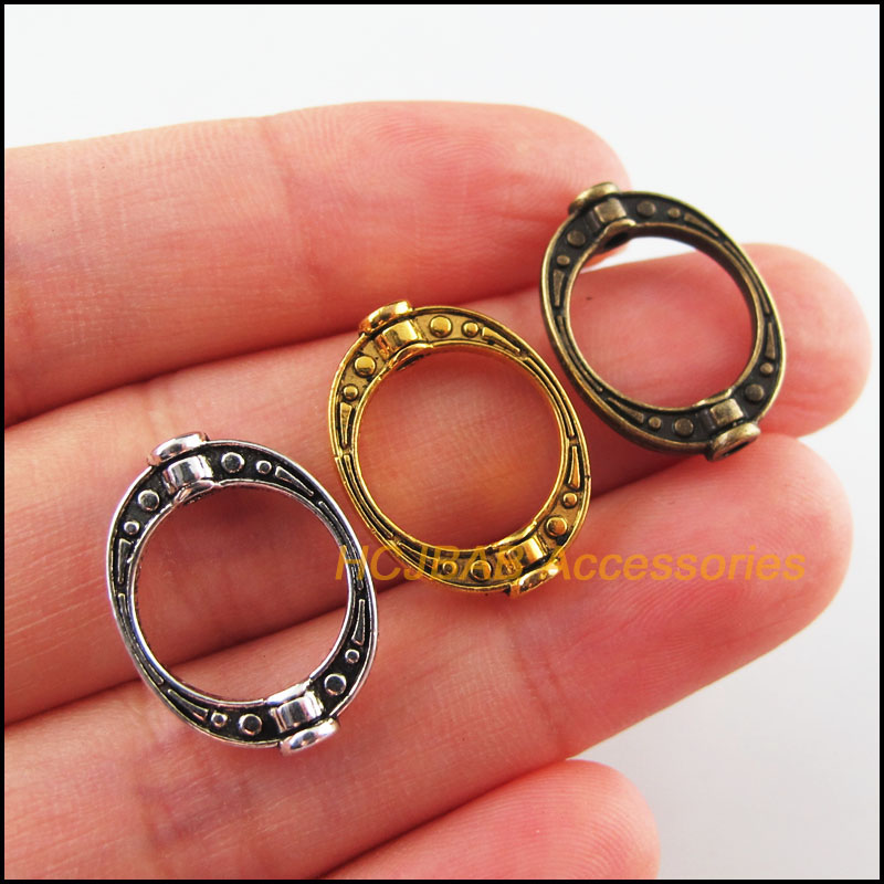 30 peças contas espaçadoras de moldura oval banhadas a prata tibetana, ouro antigo e bronze 14,5x19,5mm