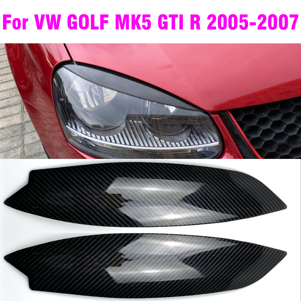 Phares noirs brillants, lumière modifiée, bande de garniture de sourcils pour VW Golf 5 GTI 2005 2006 2007