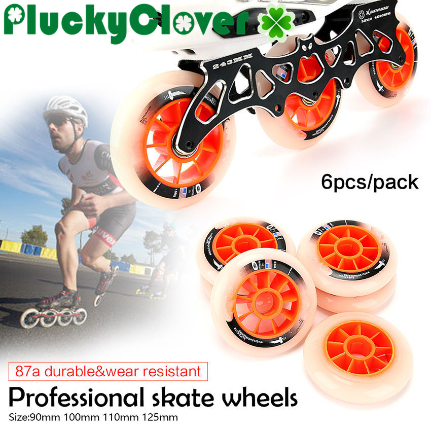 6 stuks 90mm 100mm 110mm 125mm Inline Speed Skate Wielen 87a Hoge Elastische Snelheidsschaats Wielen voor Competitie Snelheidsschaatsen