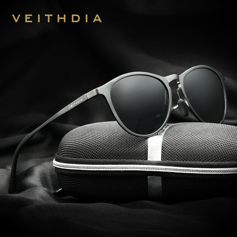 VEITHDIA-Kacamata Hitam Magnesium Aluminium Retro untuk Pria Wanita, Kacamata Hitam Berkendara Olahraga, Lensa Terpolarisasi, Kacamata Antik 6625