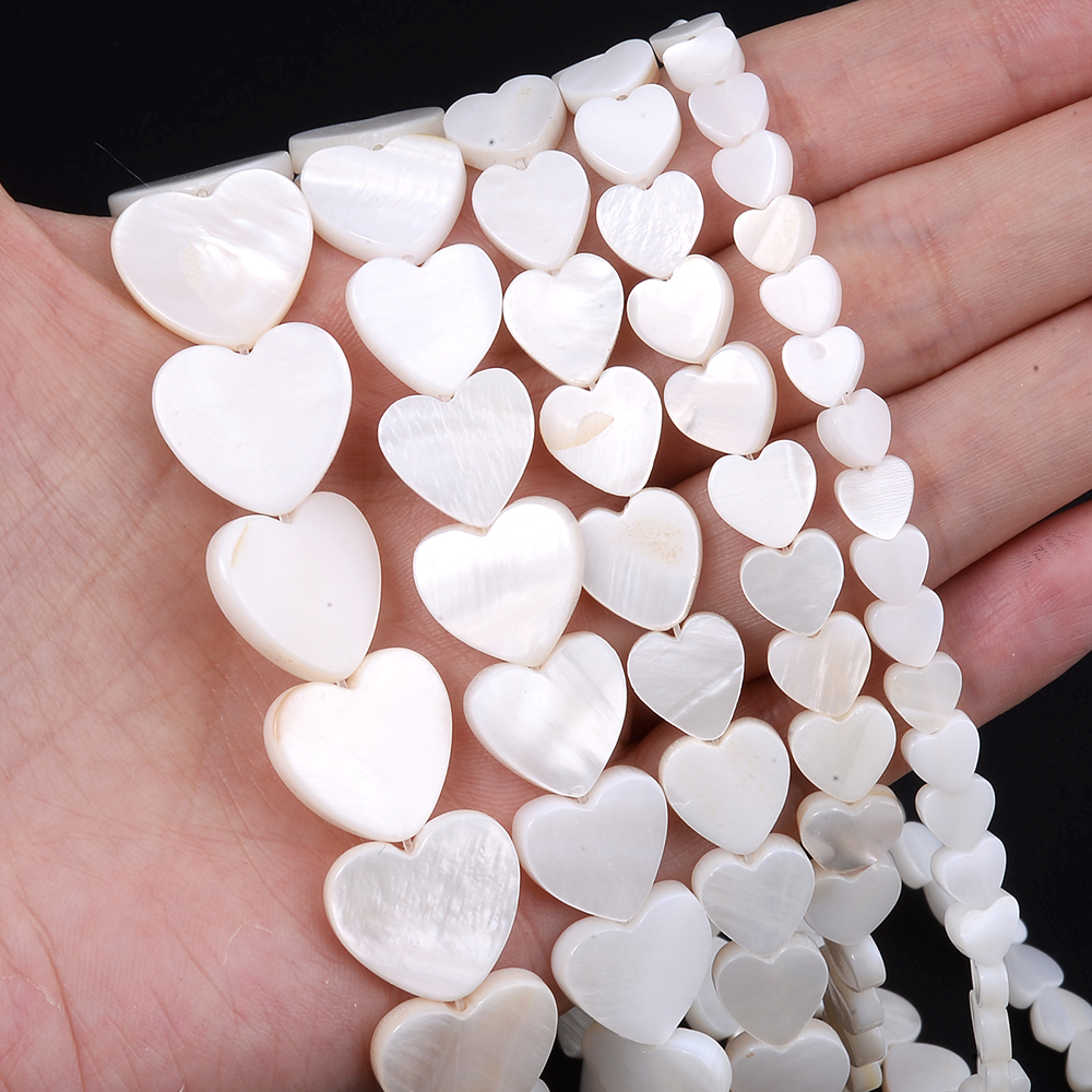 Cuentas de concha de corazón blanco de agua dulce Natural, cuentas de nácar para fabricación de joyería, pulsera, collar, accesorios hechos a mano