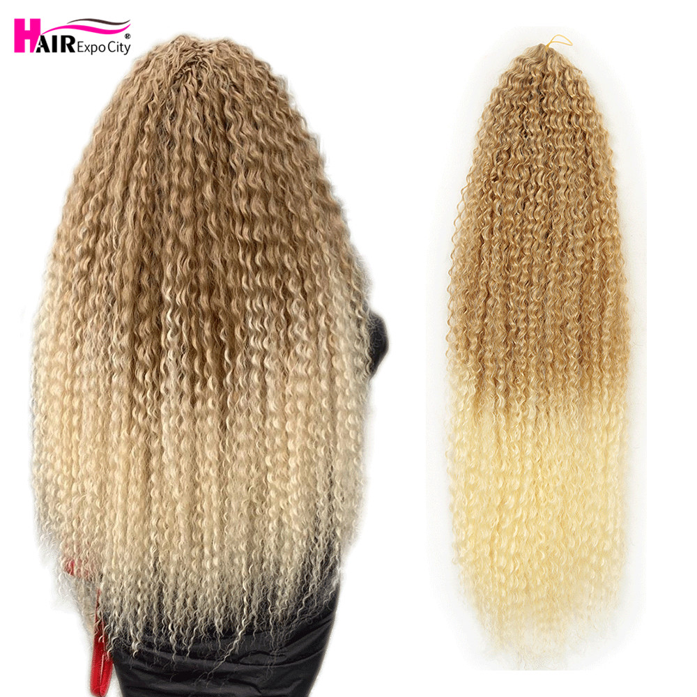 20-28 นิ้ว Afro Kinky Curly โครเชต์ Braids ผม Ombre Braiding Hair Extensions Marly ผมผู้หญิงสีน้ําตาล 613 ผม Expo City