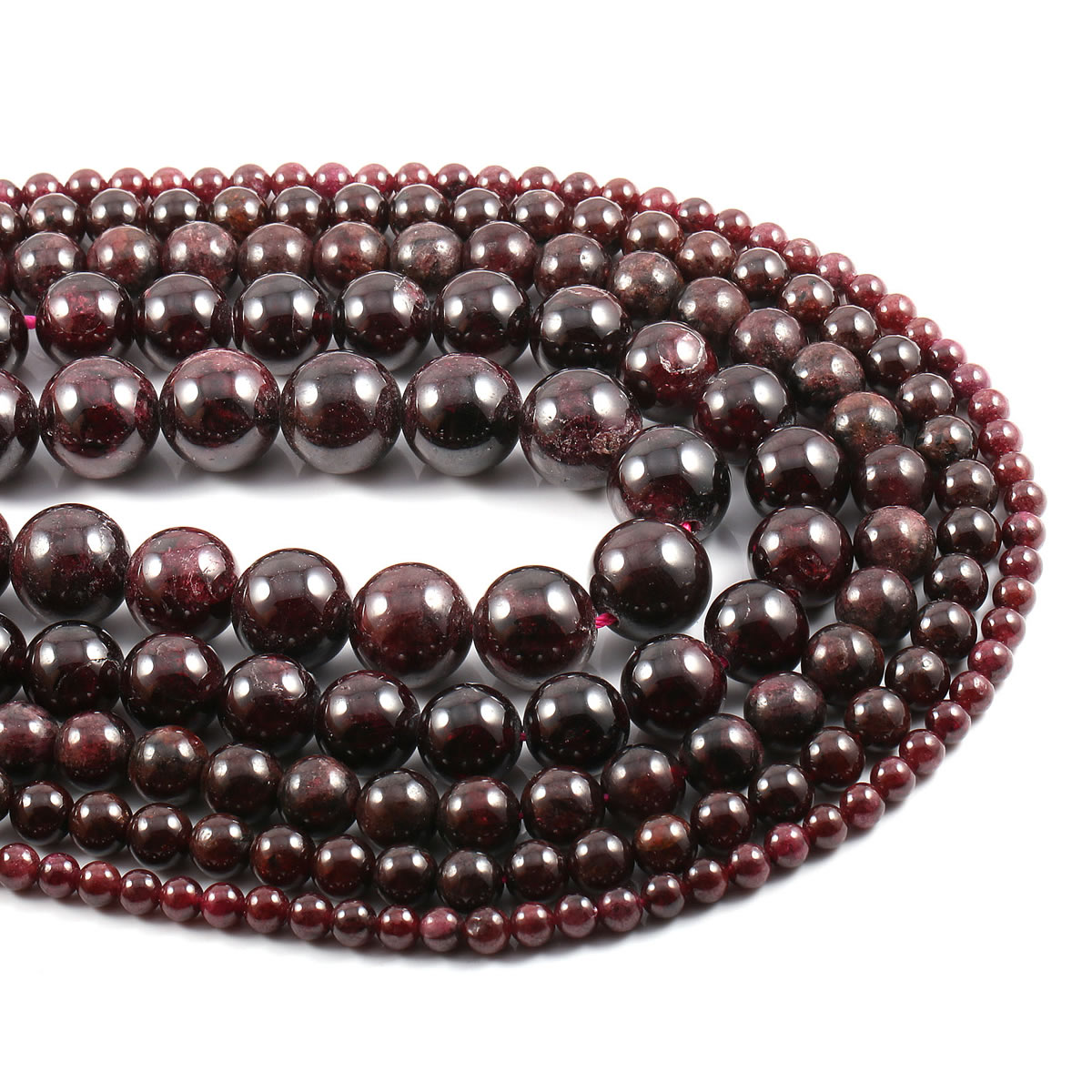 Cuentas de piedra Natural granate rojo oscuro 4/6/8/10/12mm bola redonda cuentas sueltas para hacer joyería collar DIY pulseras Accesorios