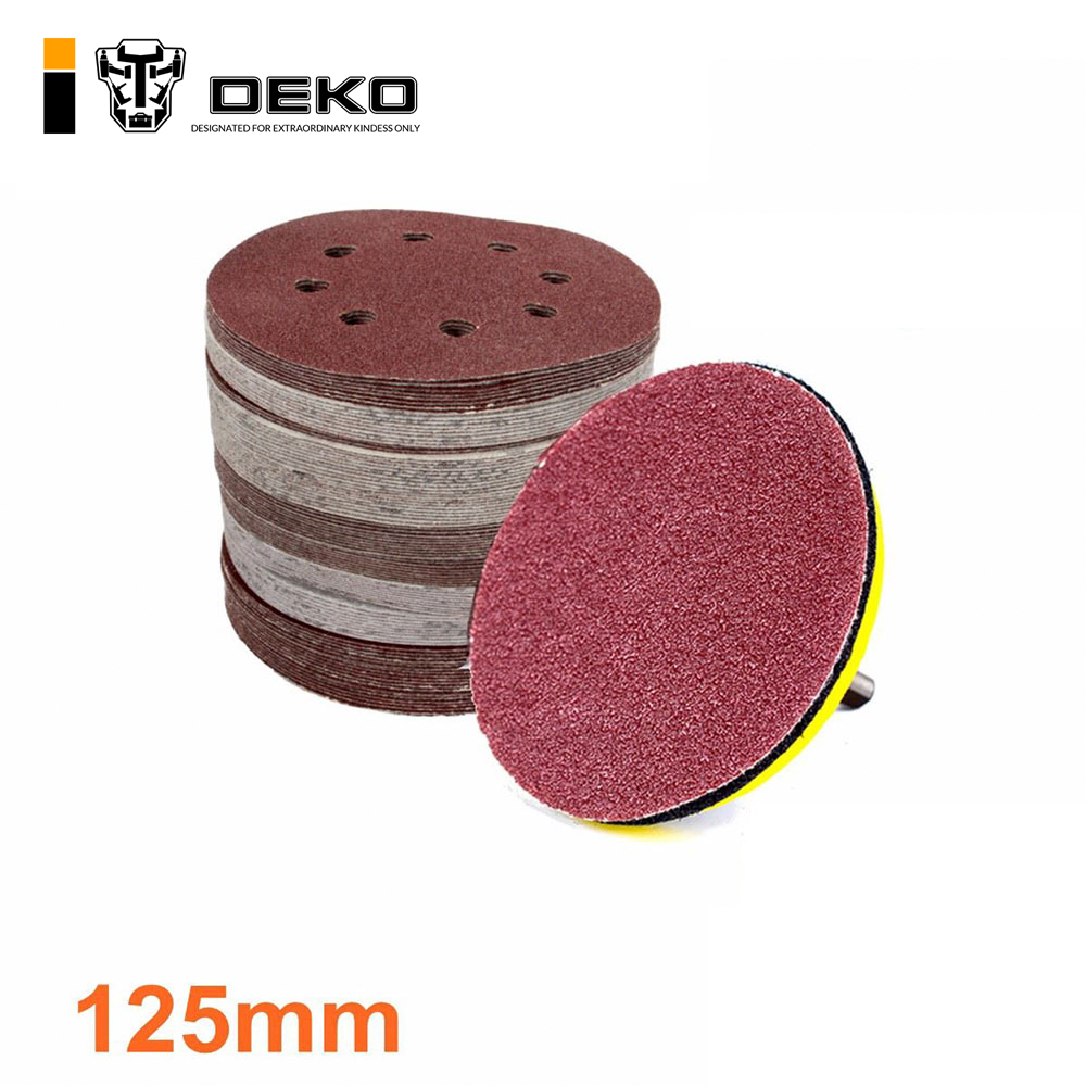 DEKO 125 มิลลิเมตรรอบกระดาษทรายแปดหลุม Disk Sand 12 แผ่นแผ่นขัดเครื่องมือขัด 40 ชิ้น/ล็อต