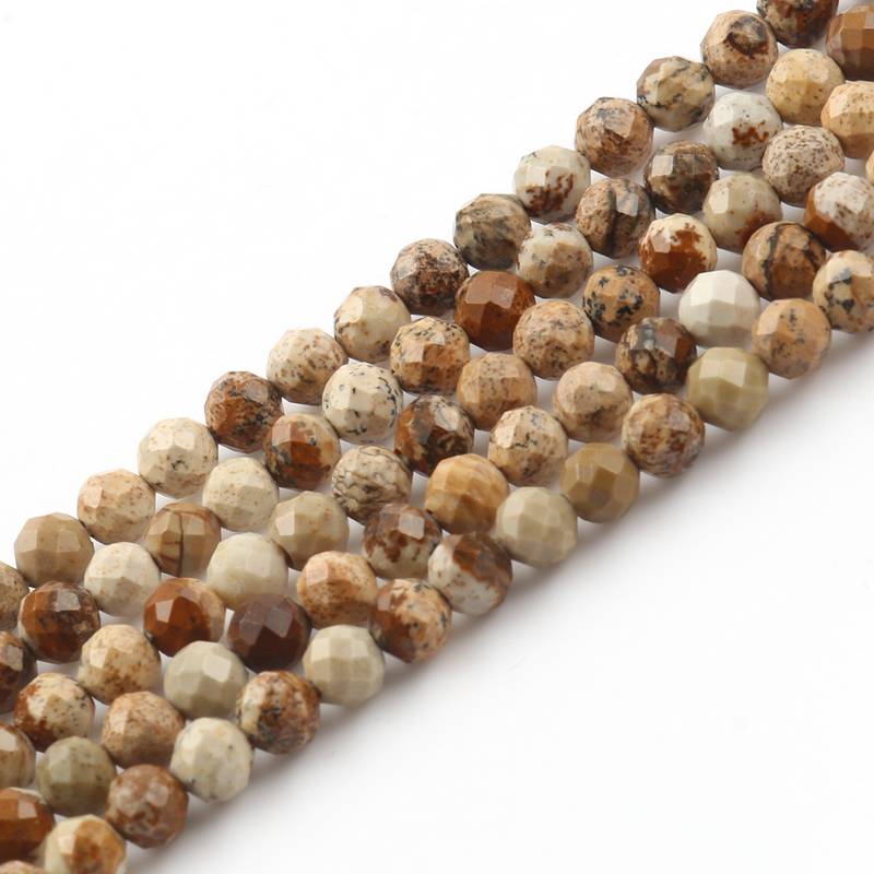 Piedra Natural facetada imagen jaspe cuentas espaciadoras sueltas redondas para Diy pulsera collar fabricación de joyería al por mayor 2 3 4mm 15''