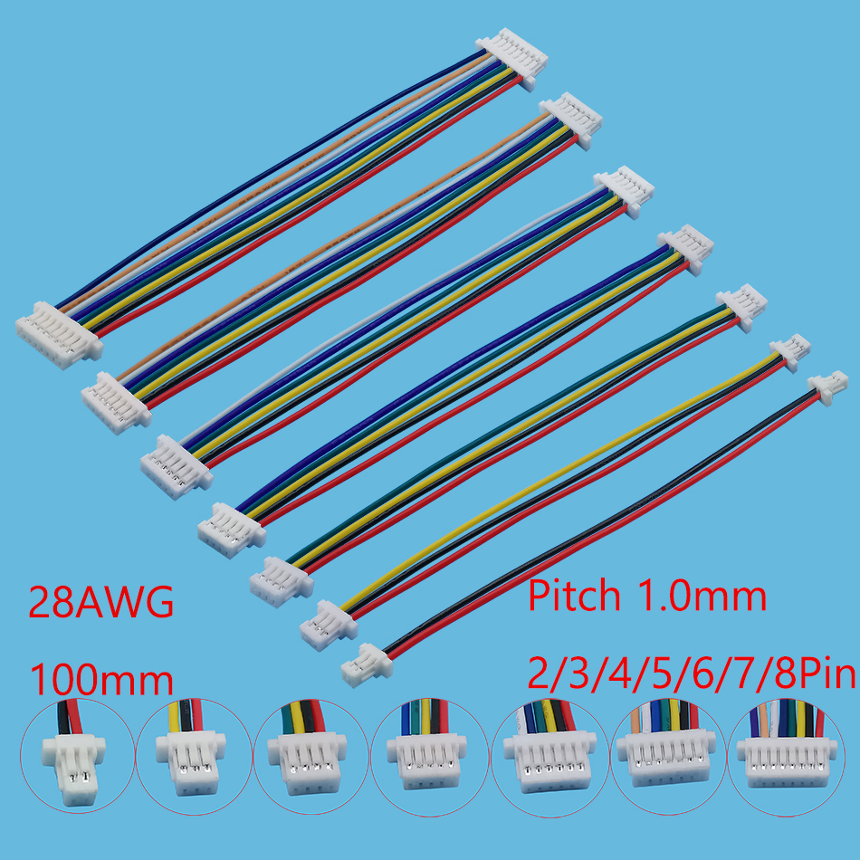 5/10Pcs JST SH1.0 1.0mm Female to Female Wire Cable Connector Double Head JST 1.0 2/3/4/5/6/7/8 Pin Connector 28AWG 10CM