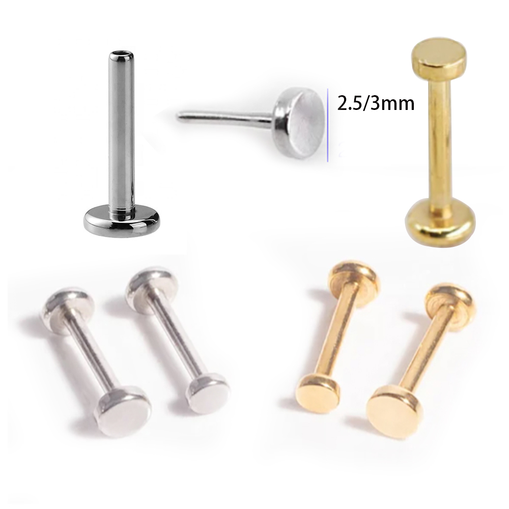 Stal chirurgiczna 316L 16G 18G 20G bez nitkowatych koralików pierścionek Labret Gold Monroe warg Tragus kolczyk sztyft sztanga