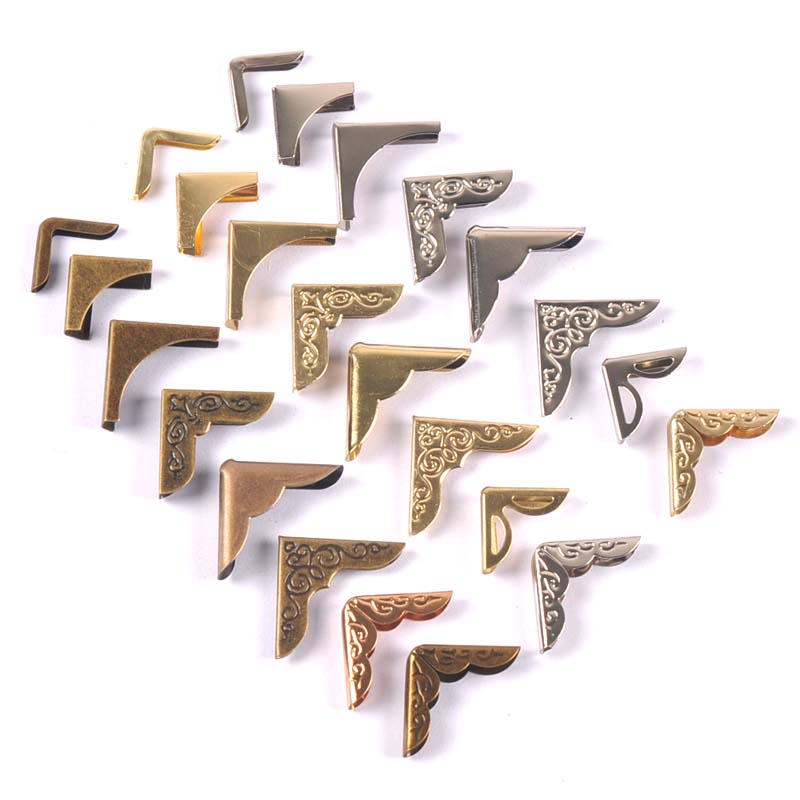 50 pçs prata/dourado/bronze foto protetores de canto álbuns menus cantos de metal para livros pastas scrapbooking decoração artesanato