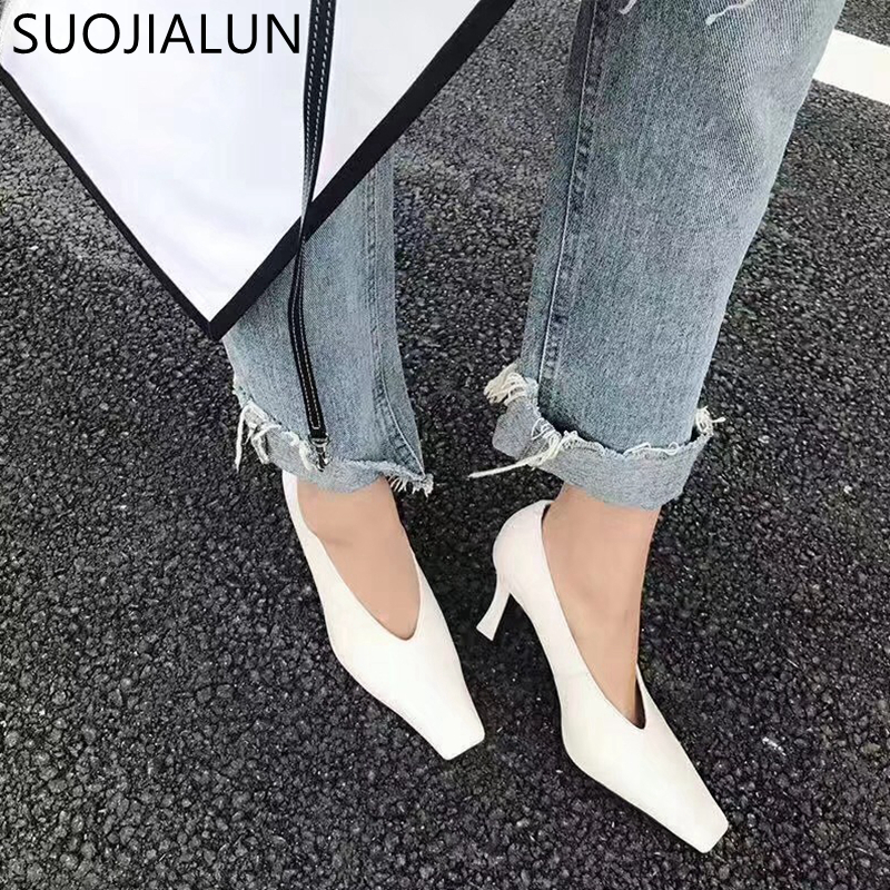 SUOJIALUNยี่ห้อรองเท้าส้นสูงผู้หญิงปั๊มElegant Shollowชี้Toeสุภาพสตรีรองเท้าเซ็กซี่เซ็กซี่Partyปั๊มรองเท้า