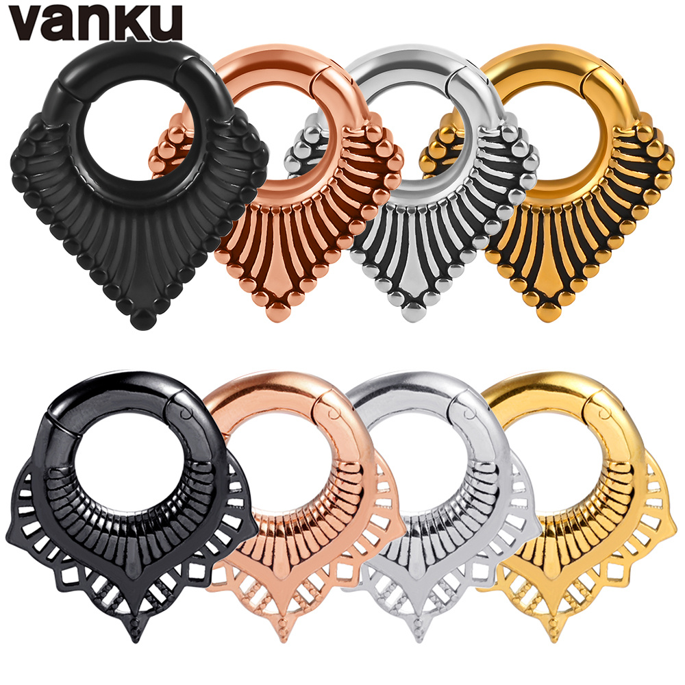 Vanku-Boucles d'Oreilles en Acier Inoxydable, Piercing Corporel, Motif Goutte d'Eau, Fleur, Aimant, 2 Pièces