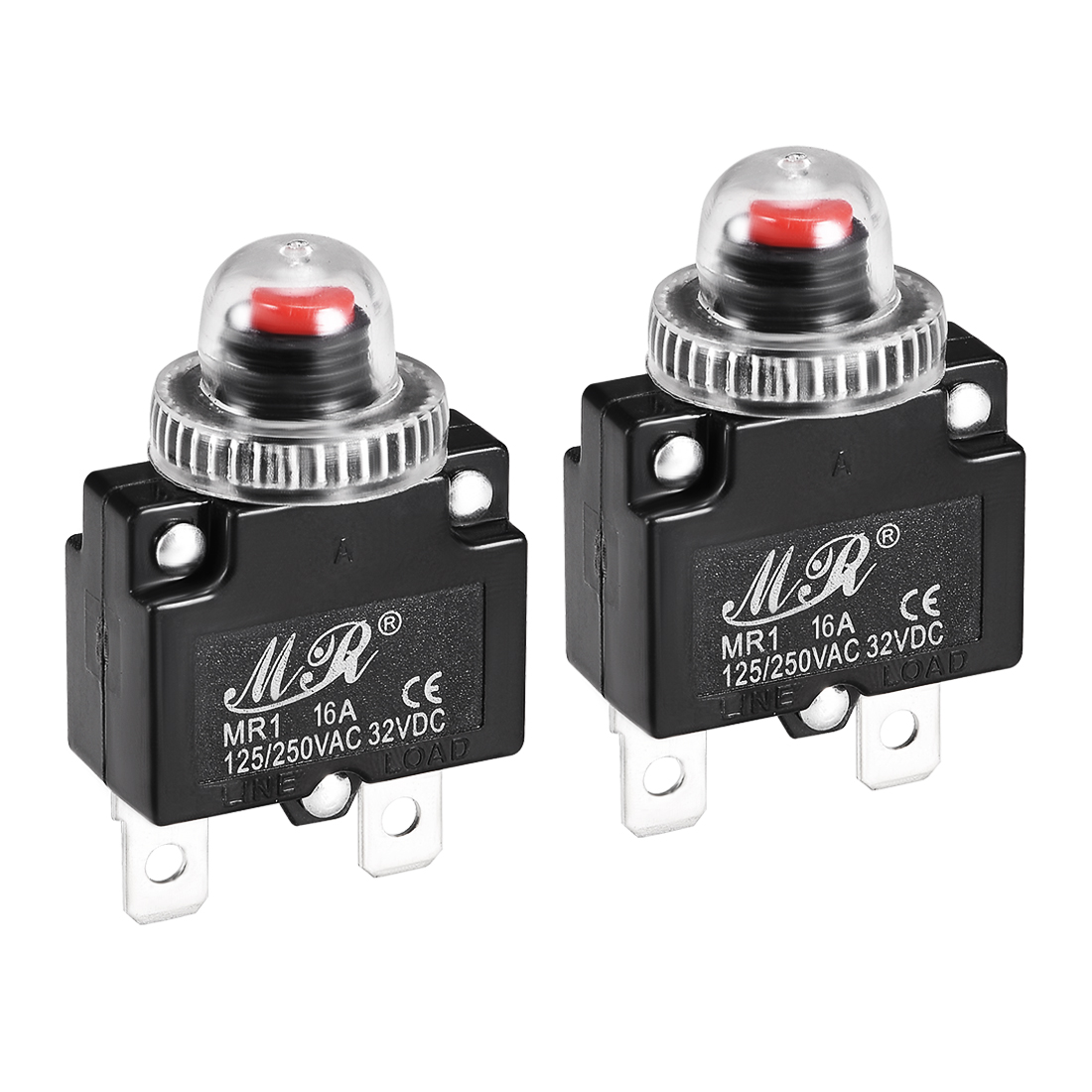 2Pc 4-30A przerywacz termiczny 125/250V AC 32V DC przycisk resetowany aktualny przełącznik zabezpieczający przed przeciążeniem z wodoodporna czapka