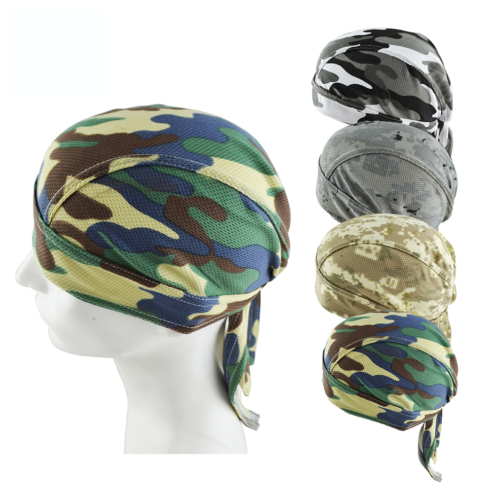 Mesh Summer Military Hats Camouflage Helmet Bottom Long Tail Head Wrap Cycling Beanie Skull Cap