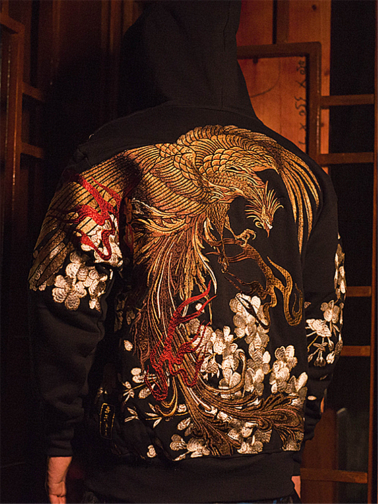 Fashion Hoge Kwaliteit Zware Werk Jassen Street Streetwear Yokosuka Phoenix Sakura Uki Borduurwerk Baseball Jas Tops L6