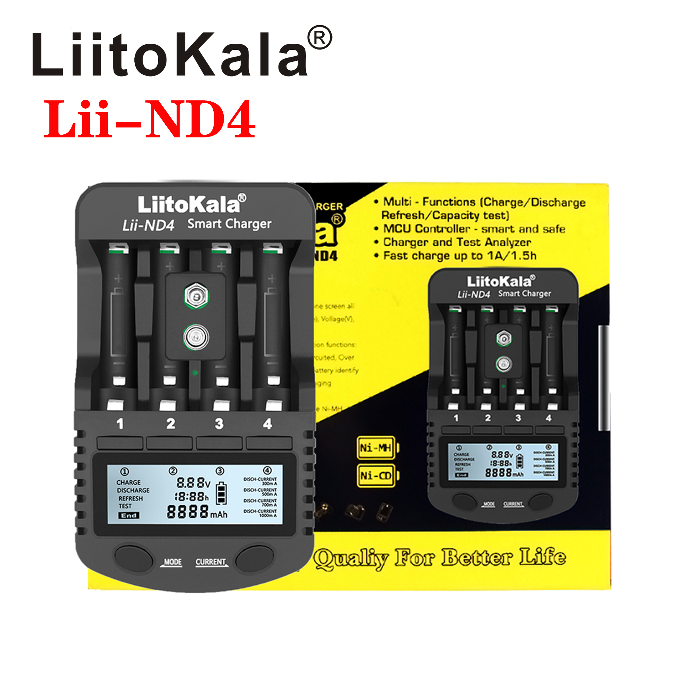 LiitoKala Lii-NL4 Lii-ND4 1.2V AA AAA 9V ładowarka Ni-MH ni-cd akumulatory ścienne biurko ładowanie do podróży