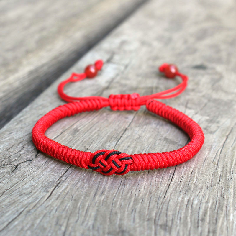 Tibetano Handmade Red Rope Bracelet Casal Presente Trançado Ajustável Concentric Knot Pulseiras para Mulheres Homens Amizade Jóias