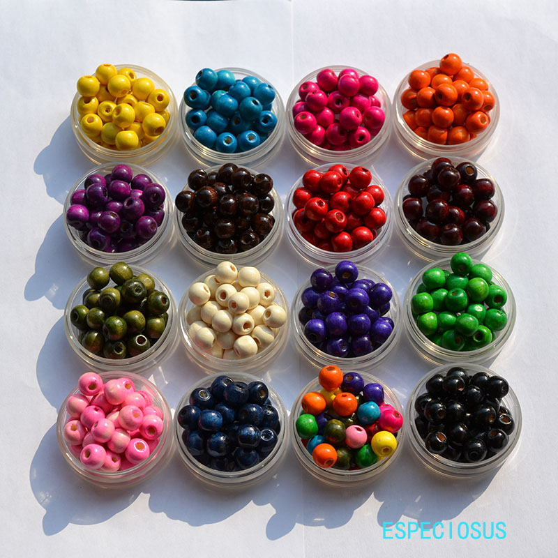 10mm contas de madeira natural diy artesanato fazendo departamentos multi cor em forma redonda espaçador de madeira pulseira acessórios 100 peças