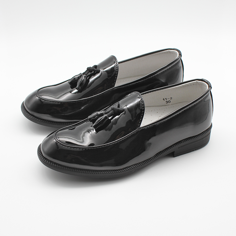 Neue Jungen Kleid Schuhe Schwarz Kunstleder Slip On Quaste Loafers Schuh Hochzeit Party Kinder Formale Schuh Klassische Kinder Schuhe