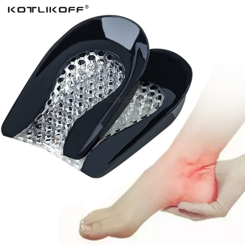 Almohadilla de Gel de silicona para el talón, plantilla para aumentar la altura, fascitis Plantar, alivio del dolor, cuidado de los pies