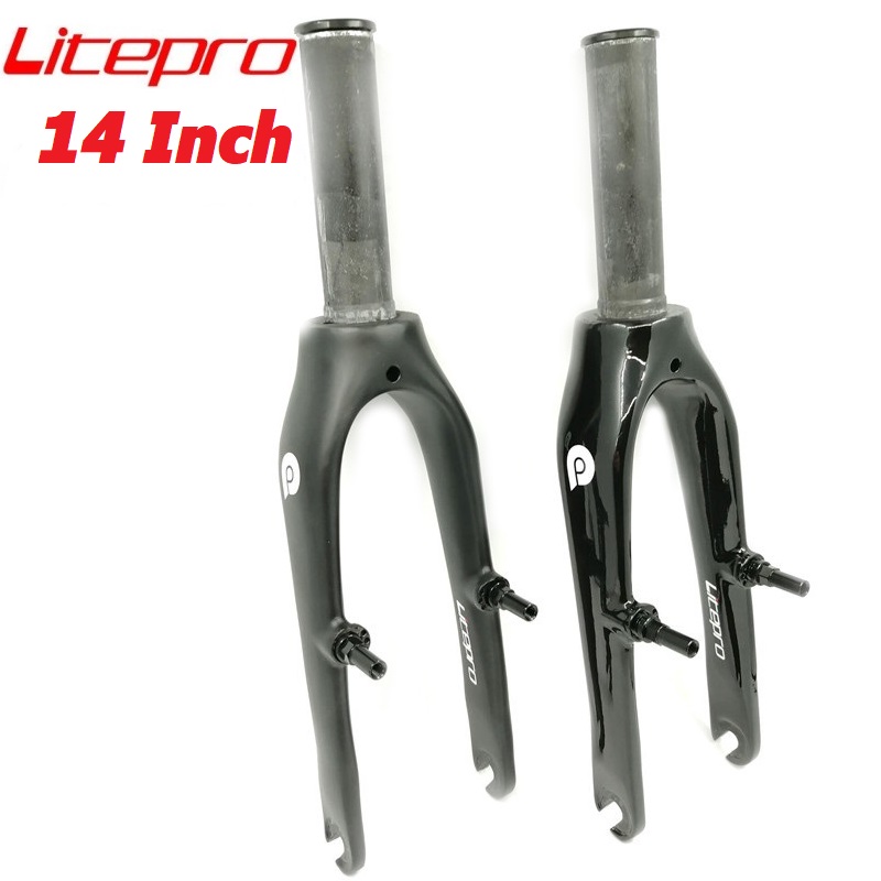 LITEPRO 14 Inch Carbon Front Fork 74mm 412 K3 14" Folding Bike Ultralight Carbon Fiber Fork Bright/Matte Black