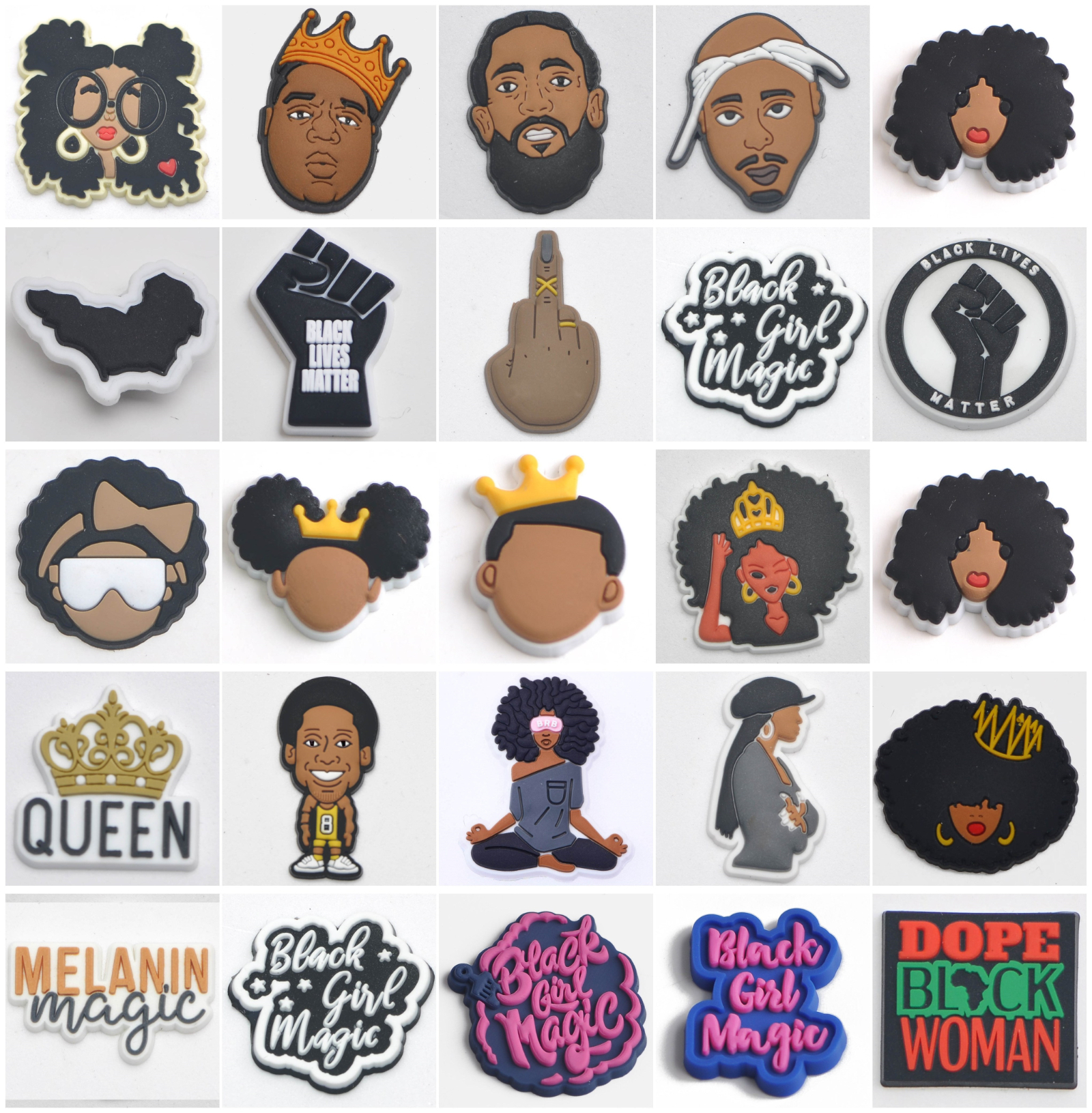 Schuhanhänger Black Lives Matter PVC Cartoon Portraits Schuhzubehör für Jungen Mädchen Erwachsene Geschenke