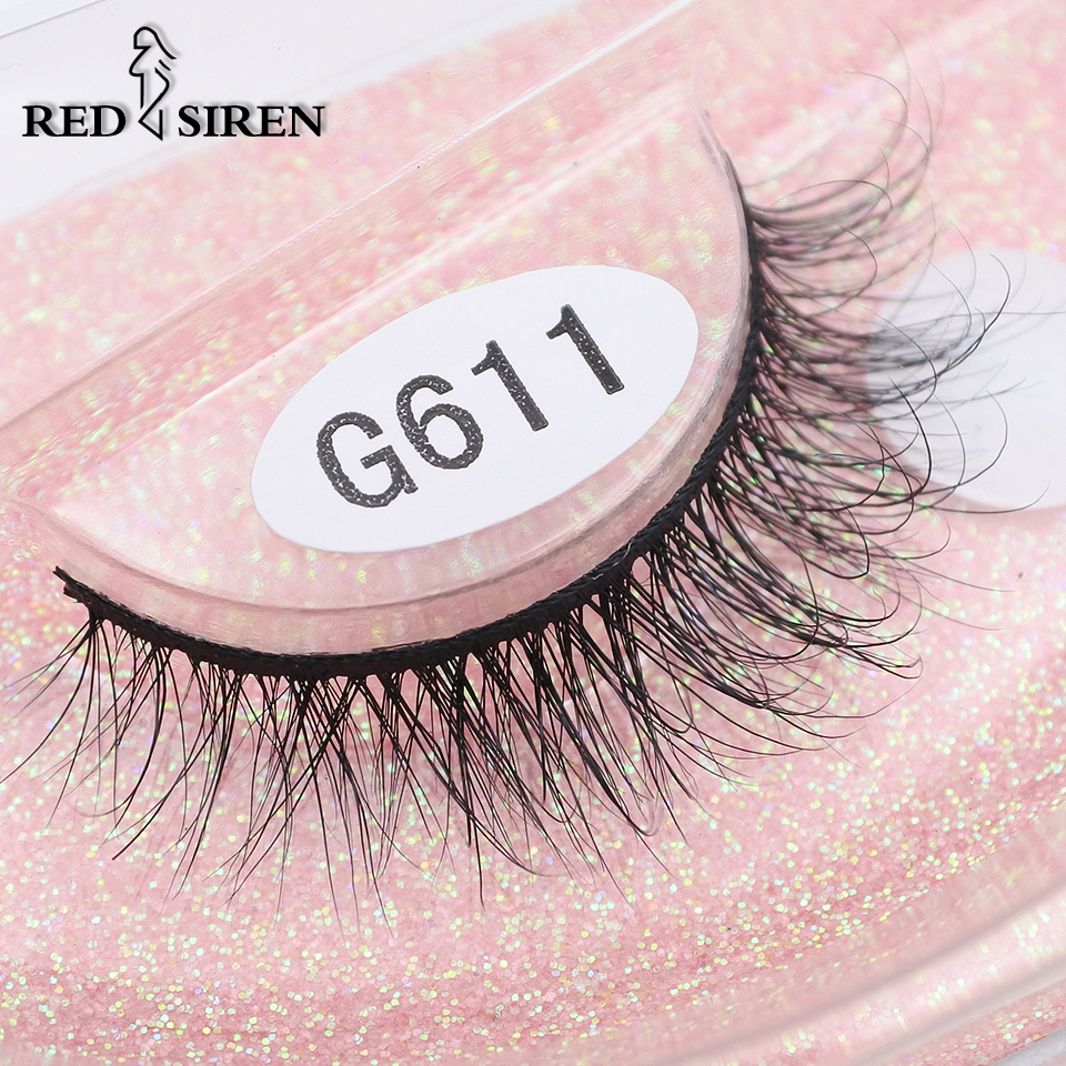 RED SIREN – cils en vison 3D faits à la main, 100% sans cruauté envers les animaux, bande complète, maquillage