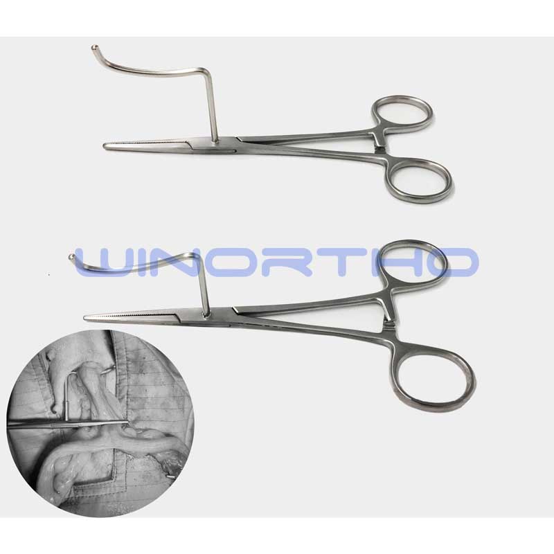 Ovariohisterektomi Spay Penjepit Digunakan untuk Mengangkat Atraumatik Uterus Tanduk Hewan Instrumen Forsep Hewan Anjing Kucing