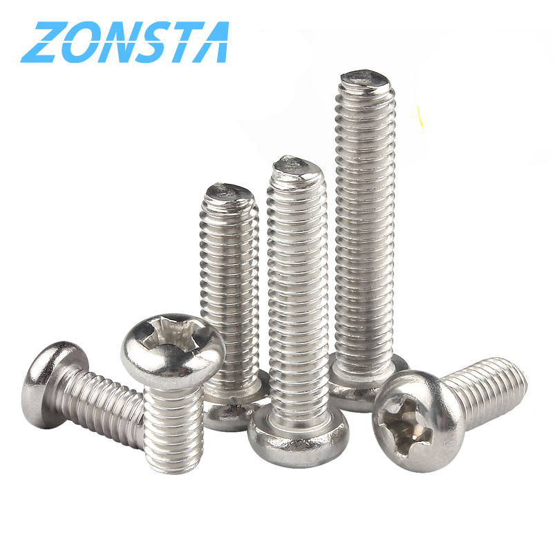 Túi Đeo Chéo Đèn Chảo Ốc Vít Đầu M1.2 M1.4 M1.6 M2 M2.5 M3 M4 M5 M6 Thép Không Gỉ 304 Rounnd Phillips Tivi máy Bắt Vít DIN7985