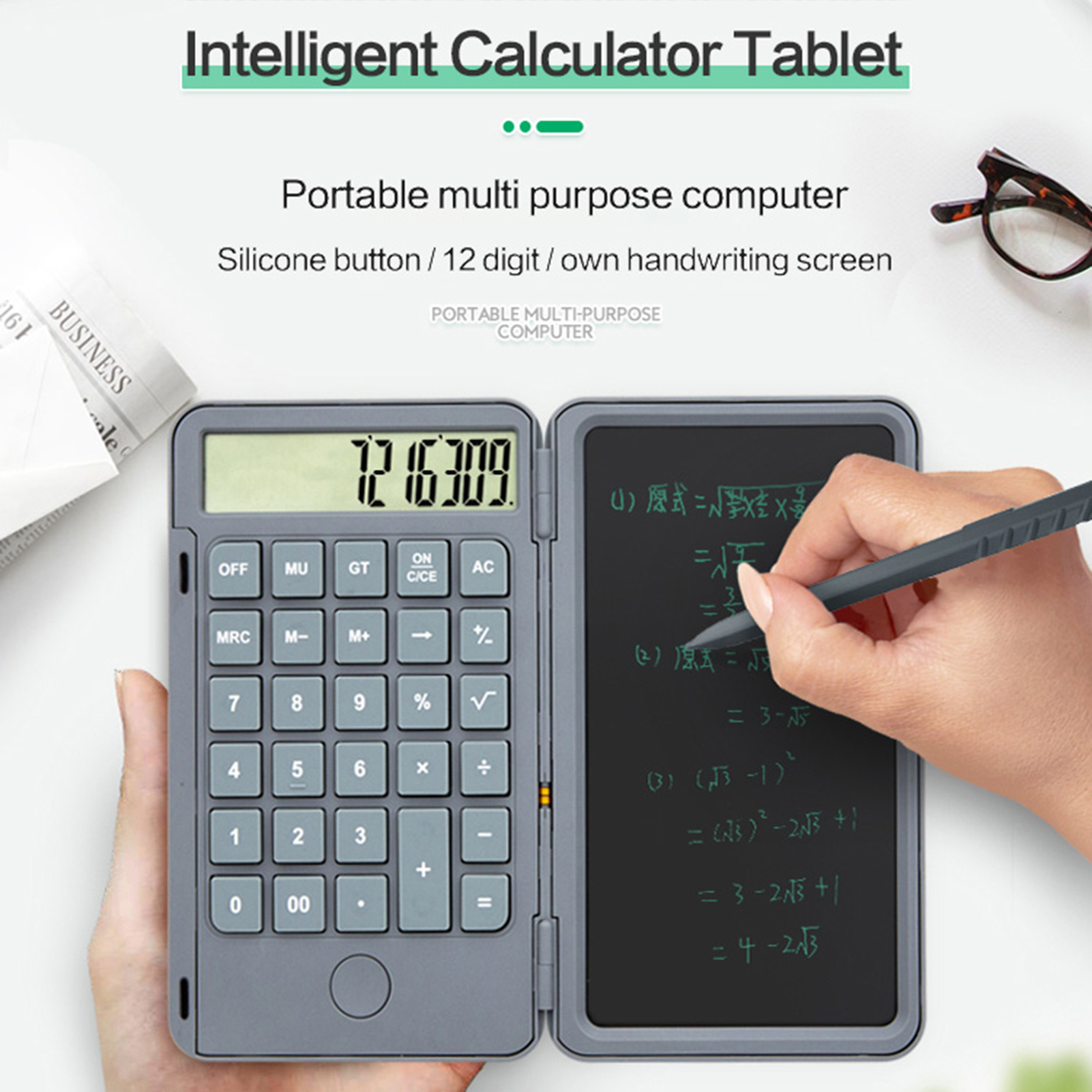 Calculadora de escritura a mano, tableta de escritura de 6,5 pulgadas, portátil, LCD inteligente, Bloc de notas, tableta de dibujo sin papel con recarga