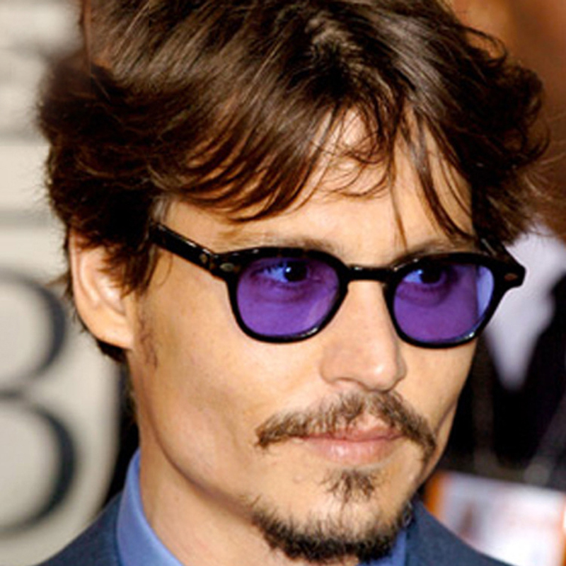 Vintage johnny depp estilo redondo óculos de sol claro transparente oceano lente óculos de sol masculino feminino marca designer oculos de sol