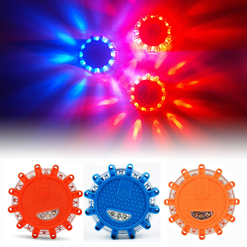 Lumière Led rouge et bleue pour route de Police, feux d'urgence pour voiture, évasés de route, veilleuses d'avertissement, balise à disque en bord de route