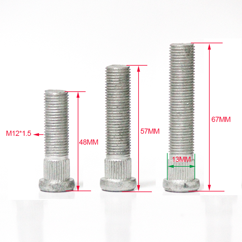5Pieces Spline Diameter 13MM Wheel Forged Bolts / Extension Bolts, M12 * 1.5, 12*1.25 Suitable for Hyundai, Mazda, Ford, Kia