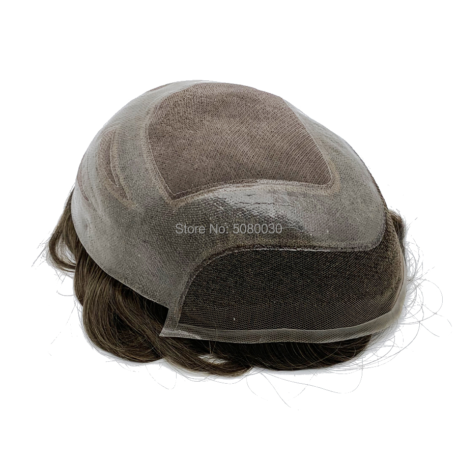 Parrucca da uomo Versalite Parrucchino 100% capelli umani Fine Mono Lace Front PU Pezzo di capelli in pizzo invisibile per uomo