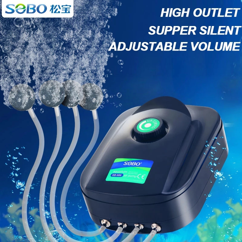 Sobo bomba de ar de oxigênio para tanque de peixes, alta potência, 8w, 12w, compressor de ar para aquário, fluxo de ar ajustável, bomba de oxigênio para peixes, 220v-240v