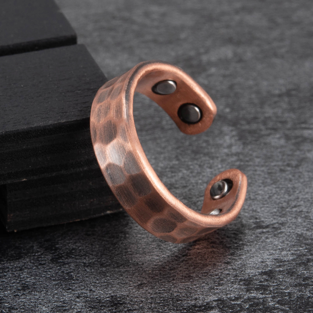 Anéis ajustáveis de cobre masculino, vintage, cobre puro, magnético, energia de saúde, alianças de casamento, punho aberto, joias masculinas redimensionáveis
