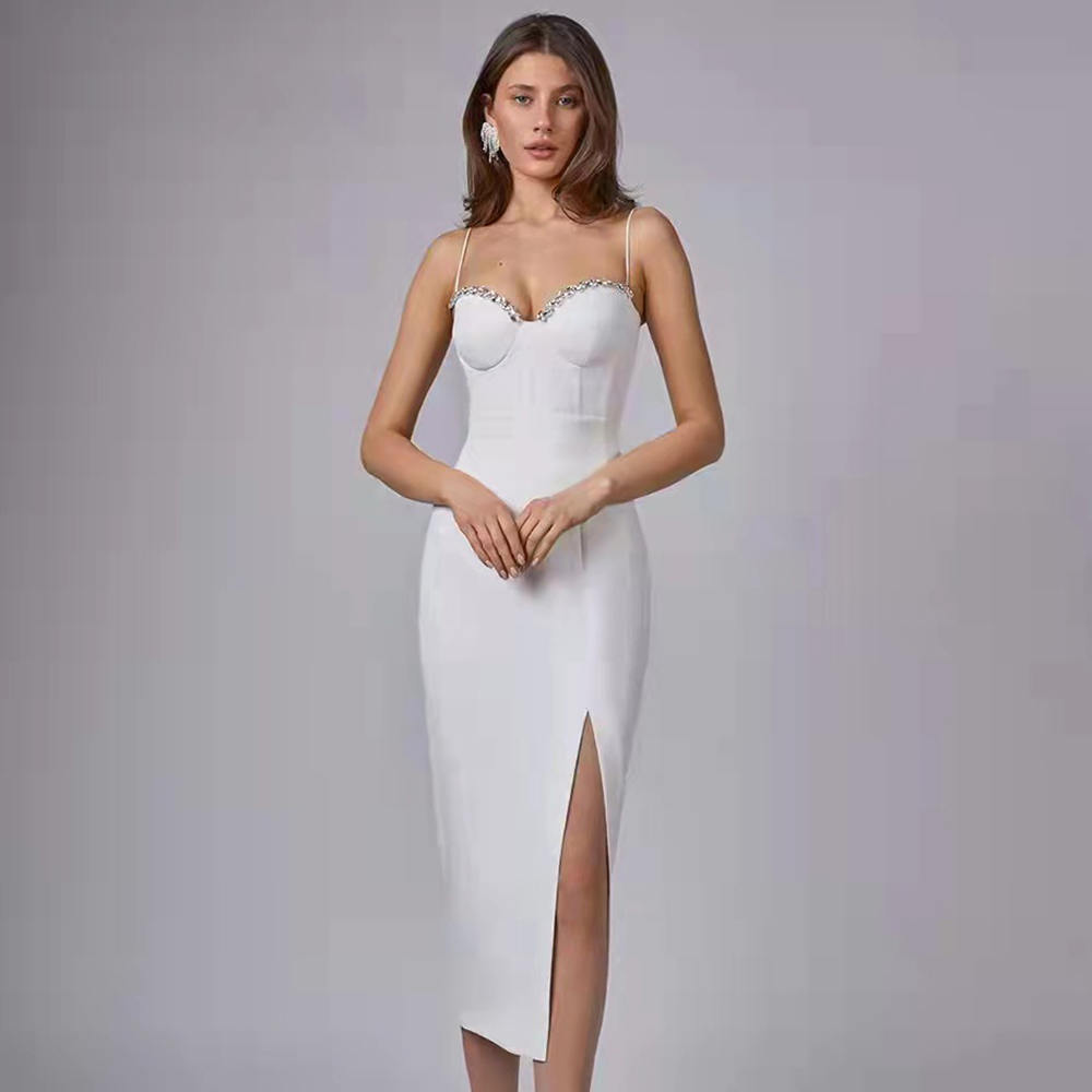 Spaghetti Kralen Jurk Vrouwen Sexy Mouwloze Bodycon Bandages Kleding Club Celebrity Feestjurk