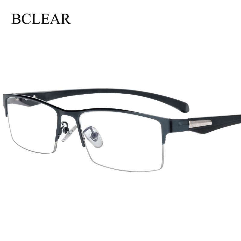 Mannen Titanium Legering Brillen Frame Voor Mannelijke Eyewear Flexibele Tempels Benen Ip Galvaniseren Legering Materiaal Volledige Velg Half Velg