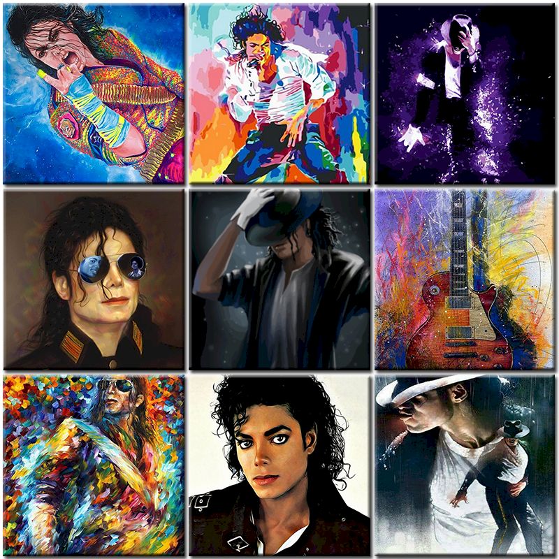 สีโดยตัวเลขสี Michael Jackson HandPainted ชุดวาดรูป Diy สีอะคริลิคผ้าใบตกแต่งบ้านสําหรับผู้ใหญ่ Art ของขวัญ
