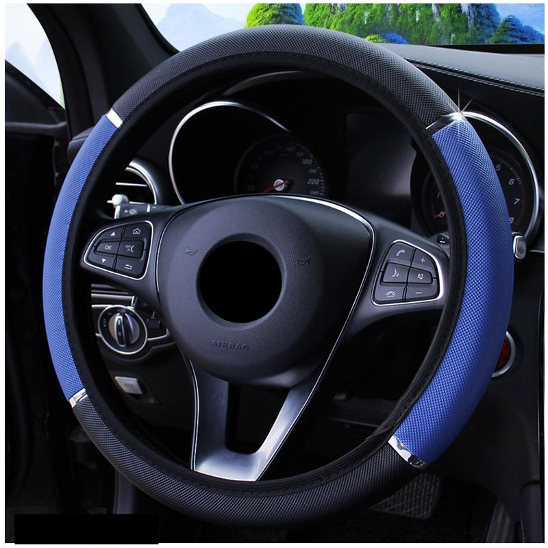 Cubiertas antideslizantes para volante de coche, decoración de cuero PU, estilo Universal, 37-38cm de diámetro