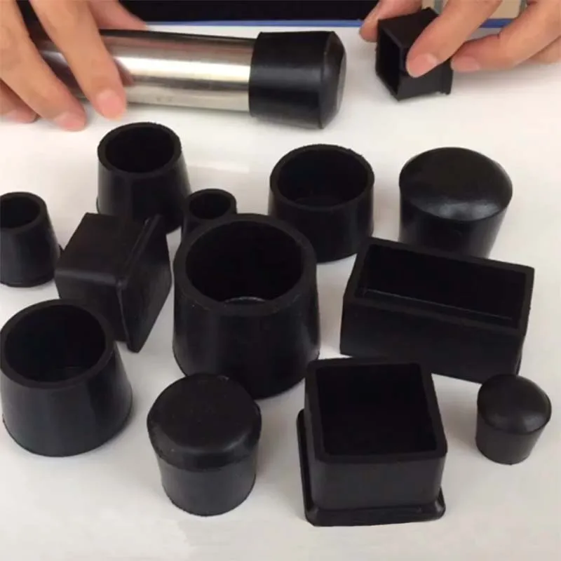 Square/Round Black Rubber Chair Table Feet Furniture Stick Pipe Tubing Tube Insert Plug Bung End Cover Caps Rectangle 12mm-50mm