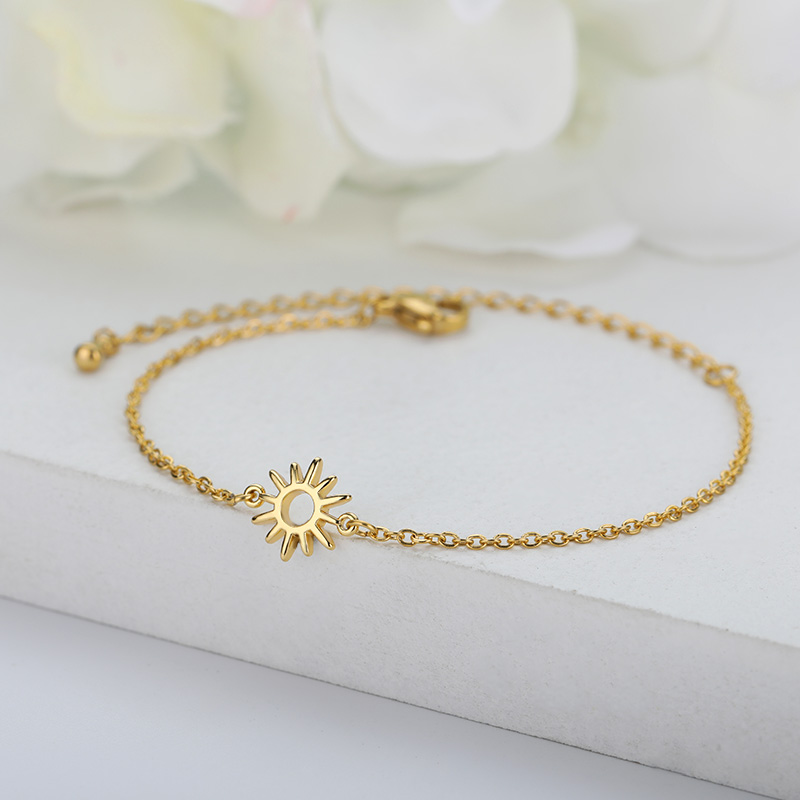 Sonne Hohl Armbänder Für Frauen Männer Edelstahl Hand Kette Vintage Sonnenblumen Fußkettchen Boho Fuß Schmuck Geschenk Zubehör