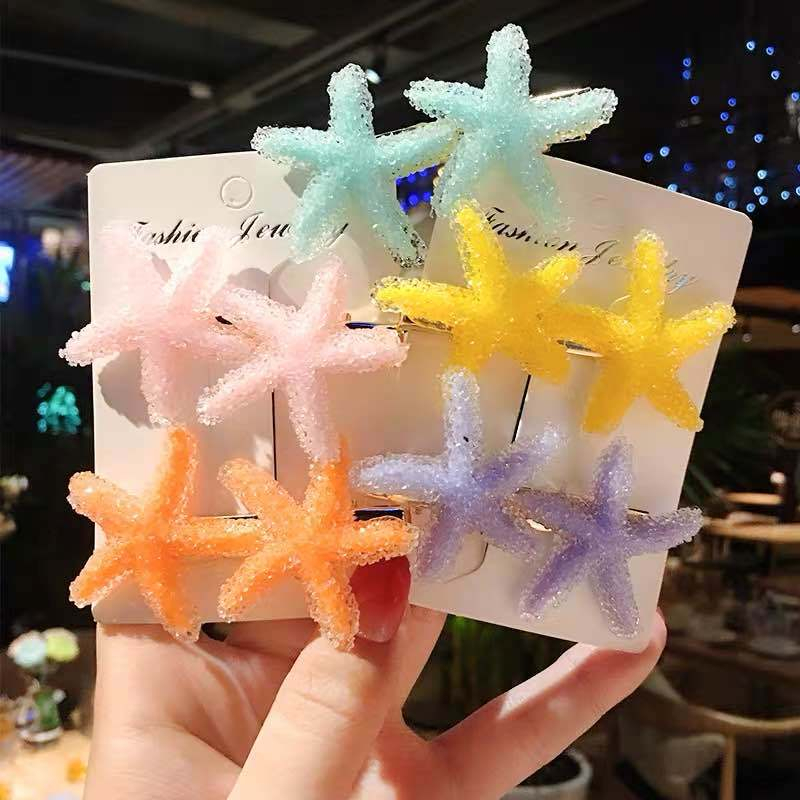 Pince à cheveux en acrylique étoile de mer, barrettes coréennes, épingles à cheveux pour femmes, filles et enfants, pince à bec de canard, poignées mignonnes, accessoires pour vêtements de sauna, doux